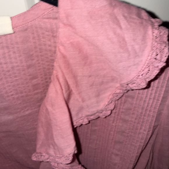 Doen  Rare River Calypso Pink Ruffled Sheer Blouse Size S excellent condition - Picture 6 of 7